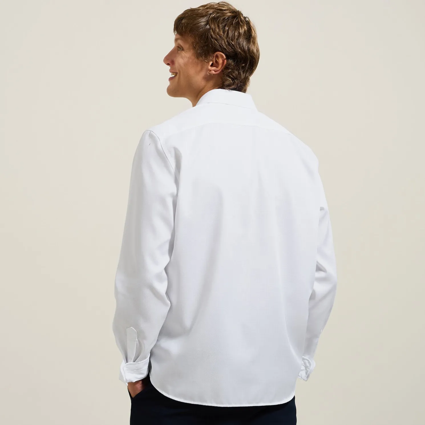 Strijkvrij regular hemd in jacquardkatoen