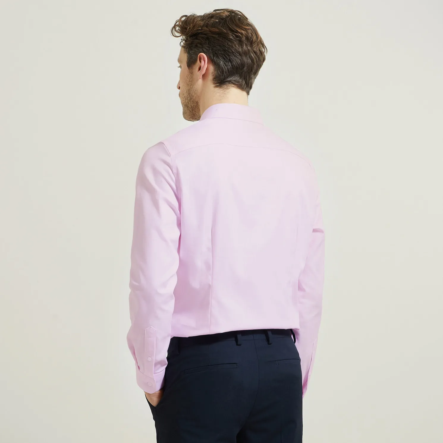 Strijkvrij slim effen hemd in katoen