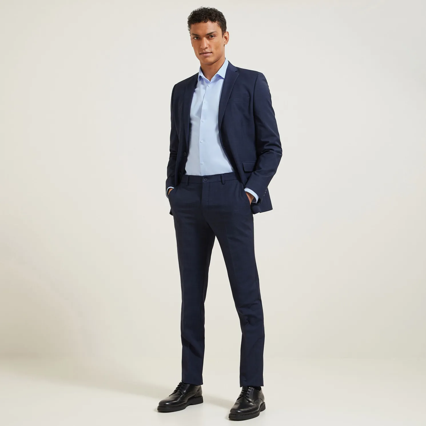 Strijkvrij slim effen hemd in katoen