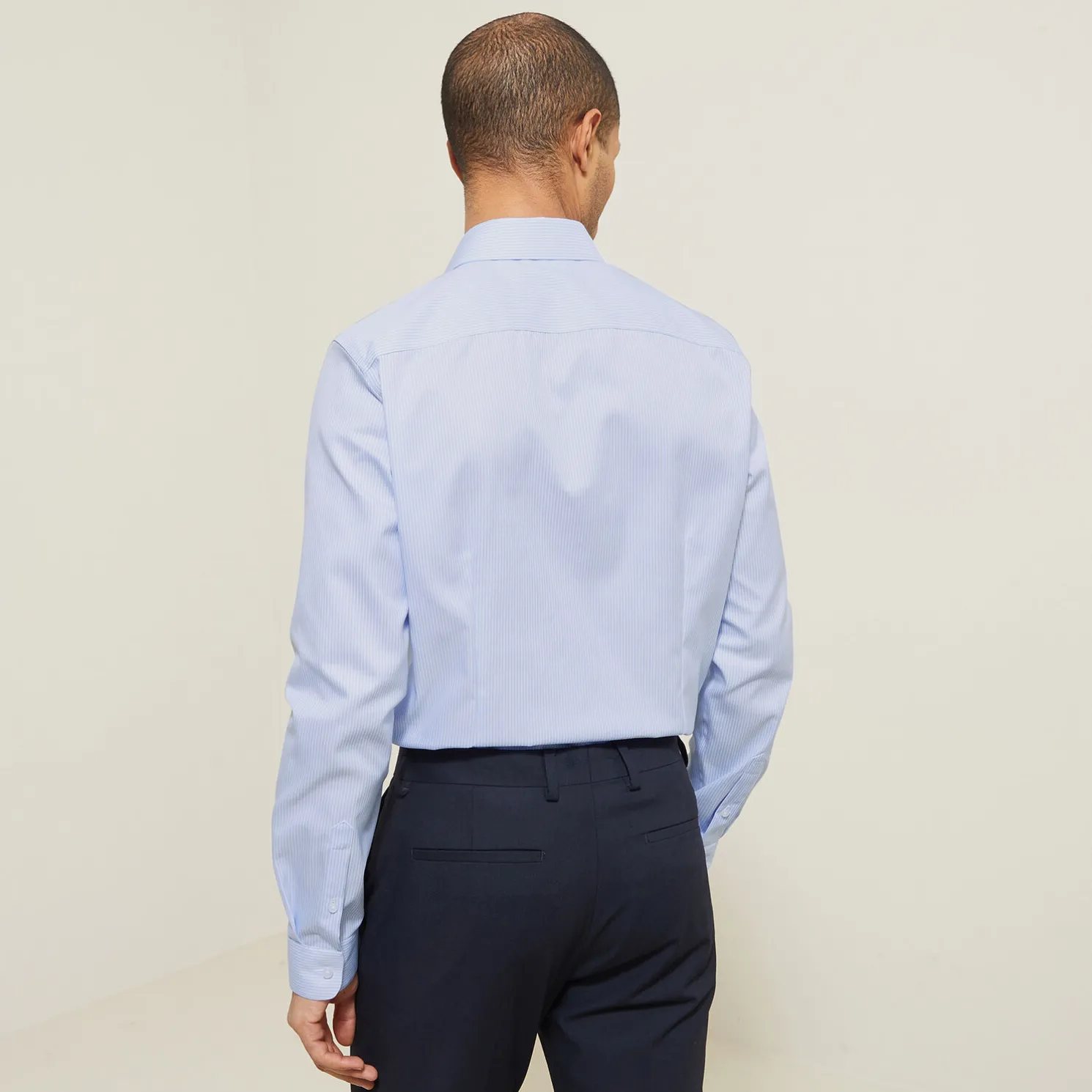 Strijkvrij slim gestreept hemd in katoen