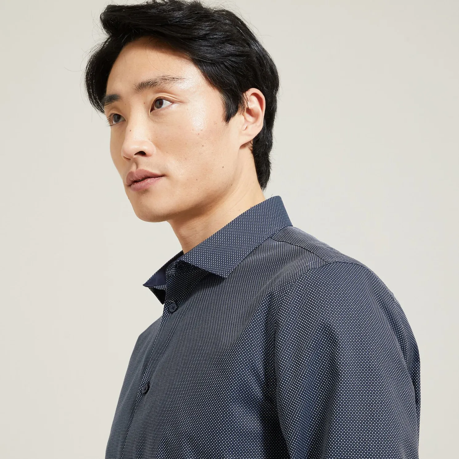 Strijkvrij slim microjacquard hemd in katoen