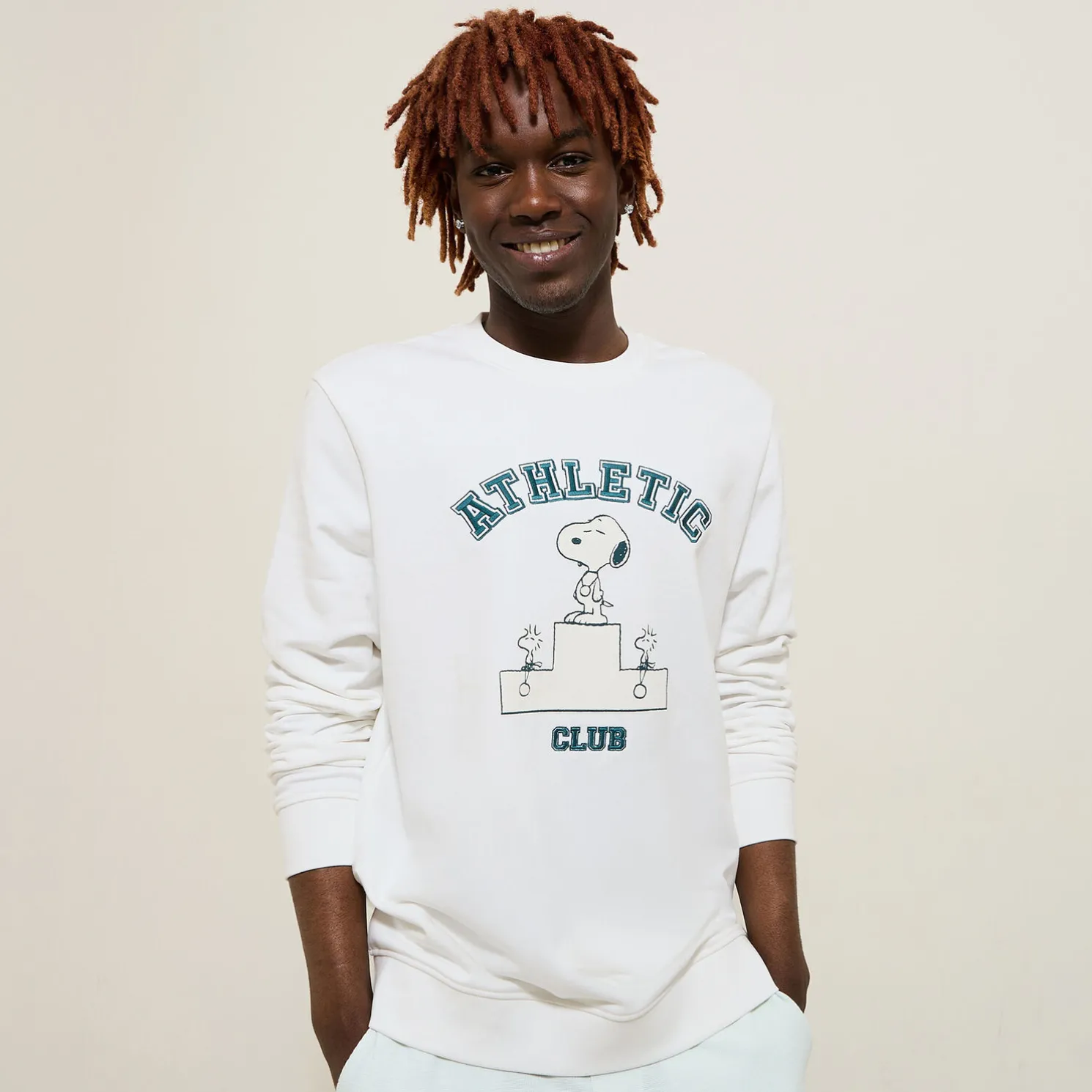 Sweater met Athletic Club-print, Peanuts-licentie