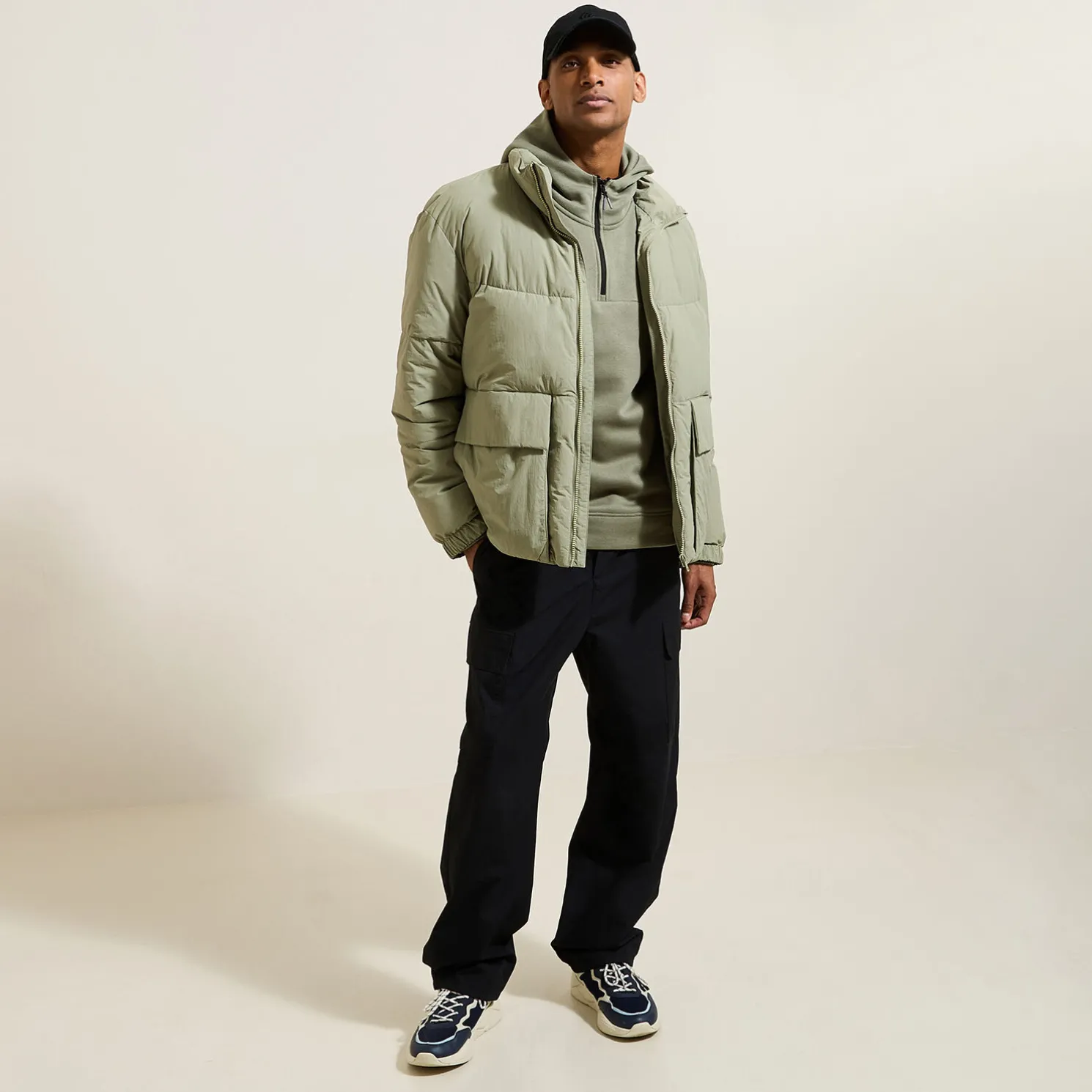 Sweater met kap in technische materie