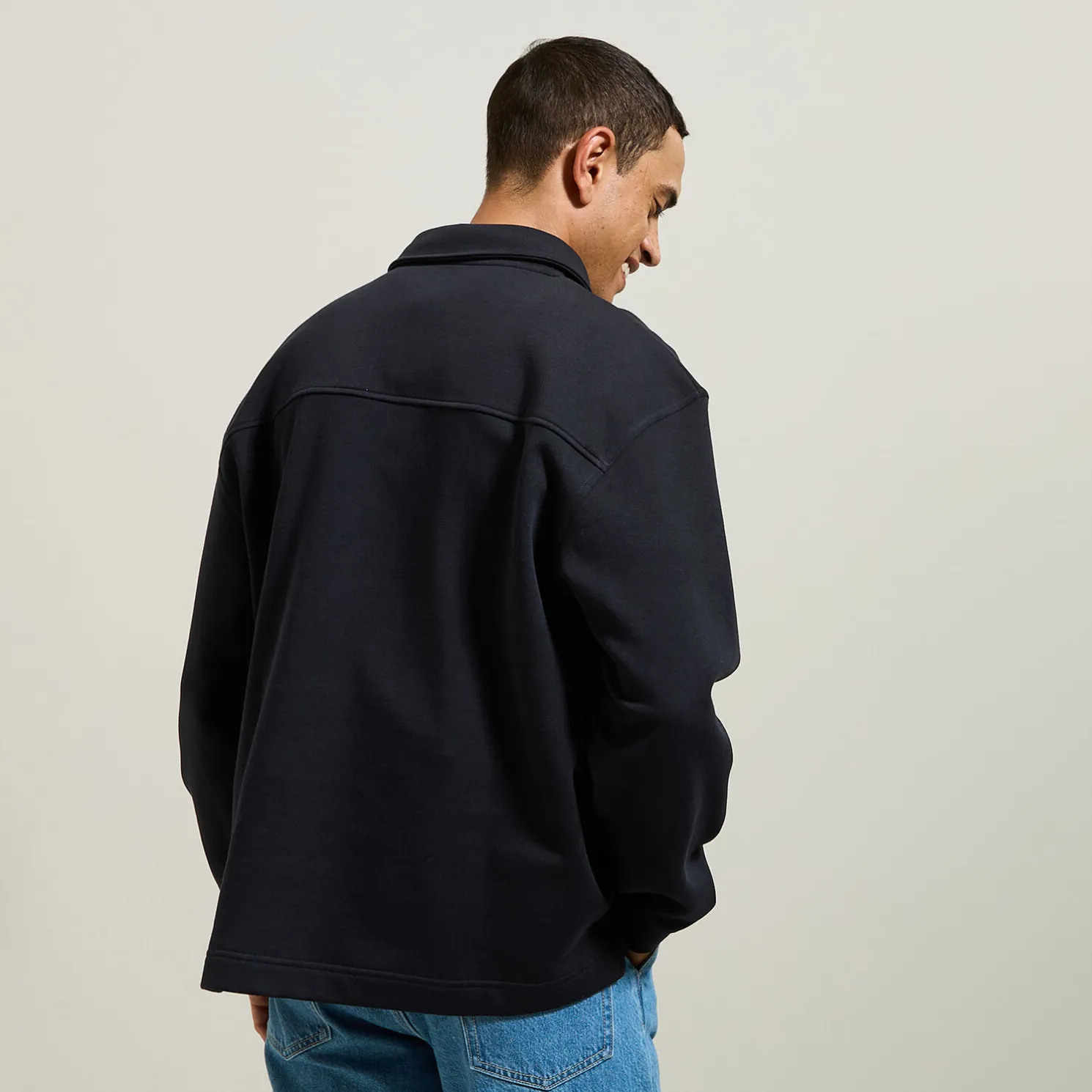 Sweater met polokraag, rits en rechte onderkant