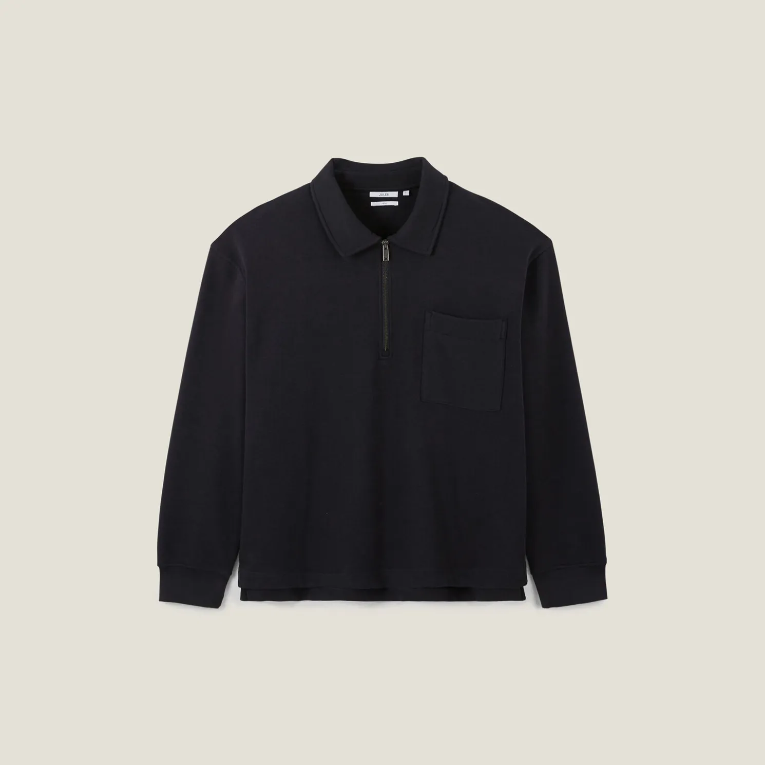 Sweater met polokraag, rits en rechte onderkant