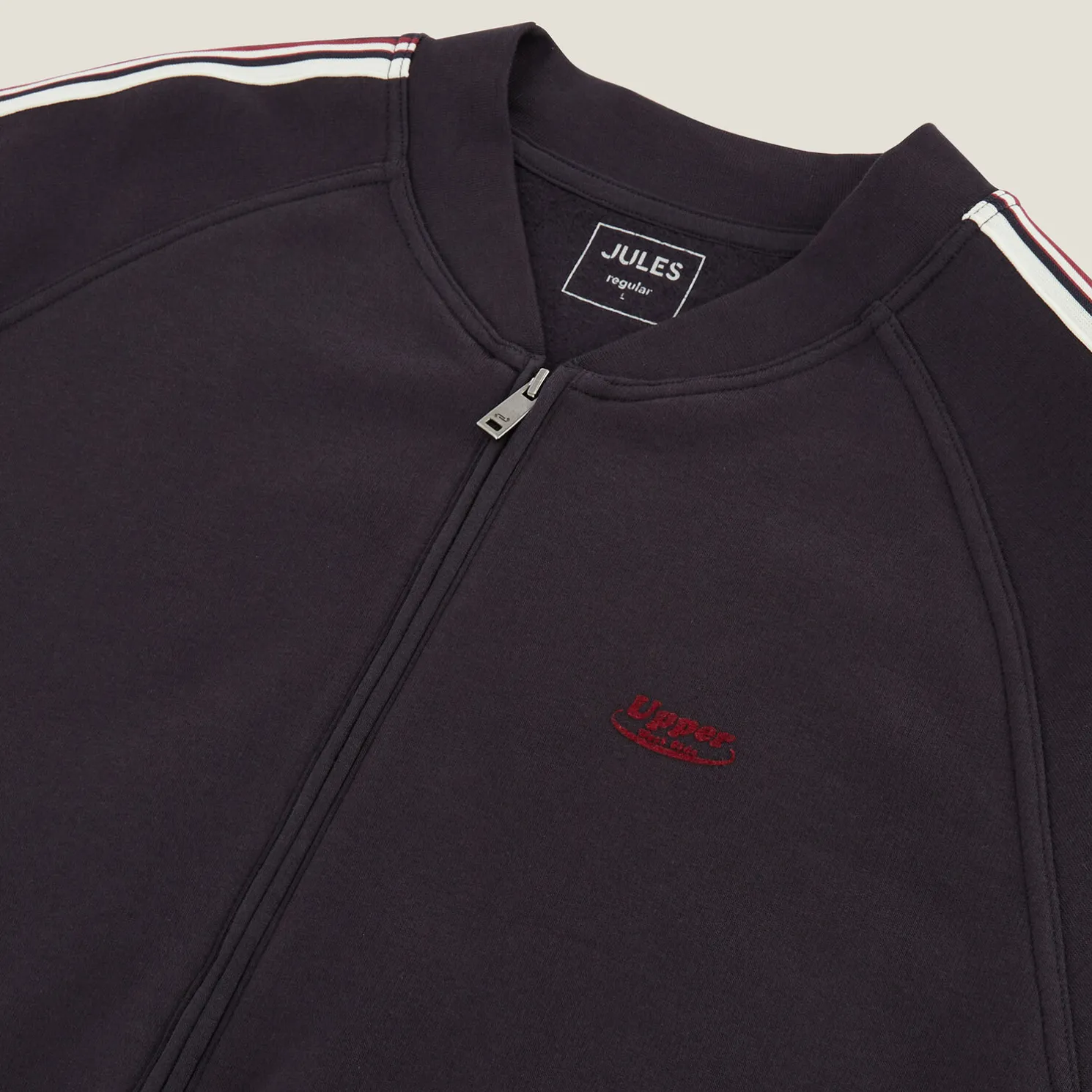 Sweater met rits en mouwstrepen