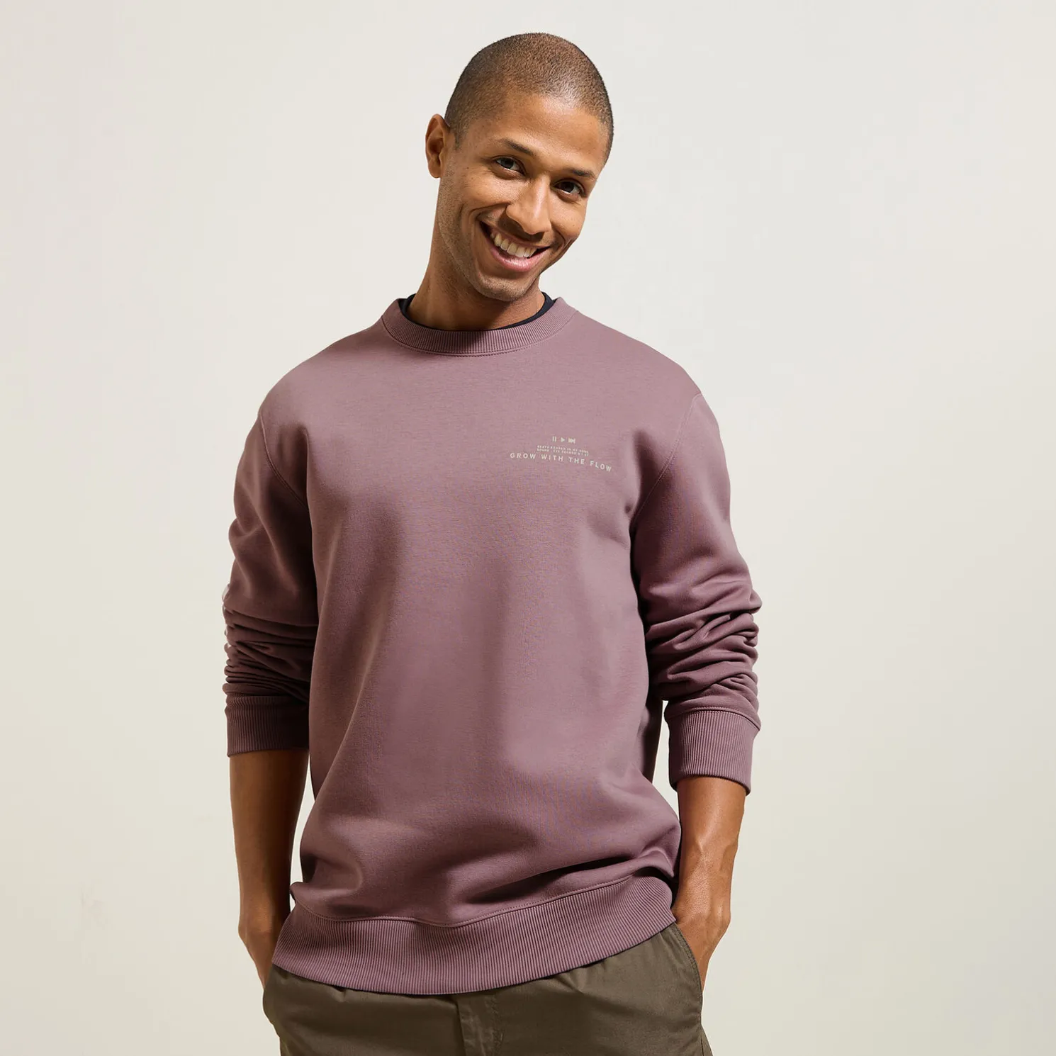 Sweater met ronde hals en print vooraan