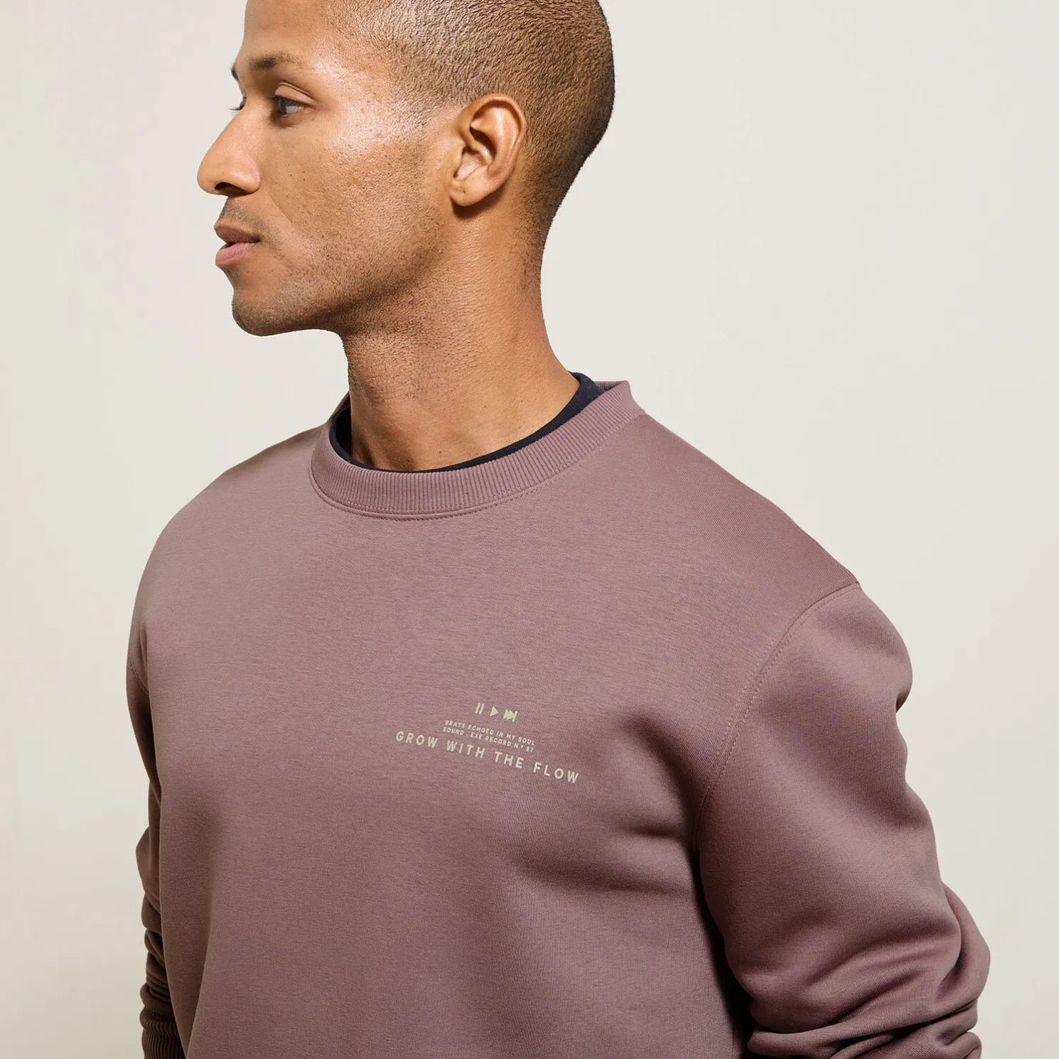 Sweater met ronde hals en print vooraan