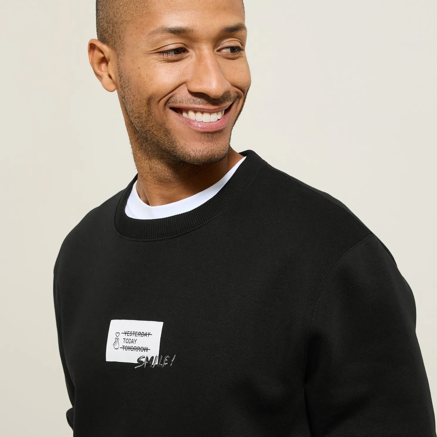 Sweater met ronde hals en print vooraan