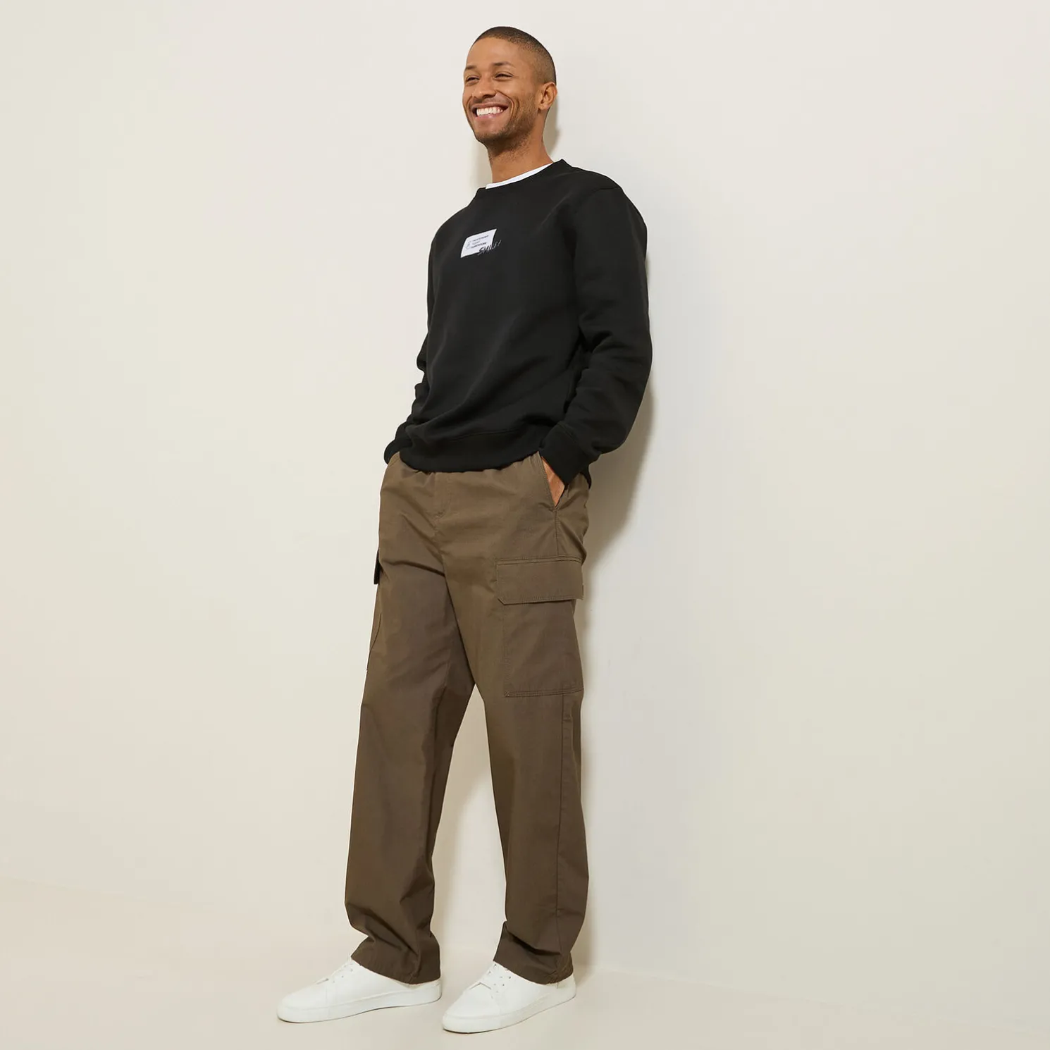 Sweater met ronde hals en print vooraan