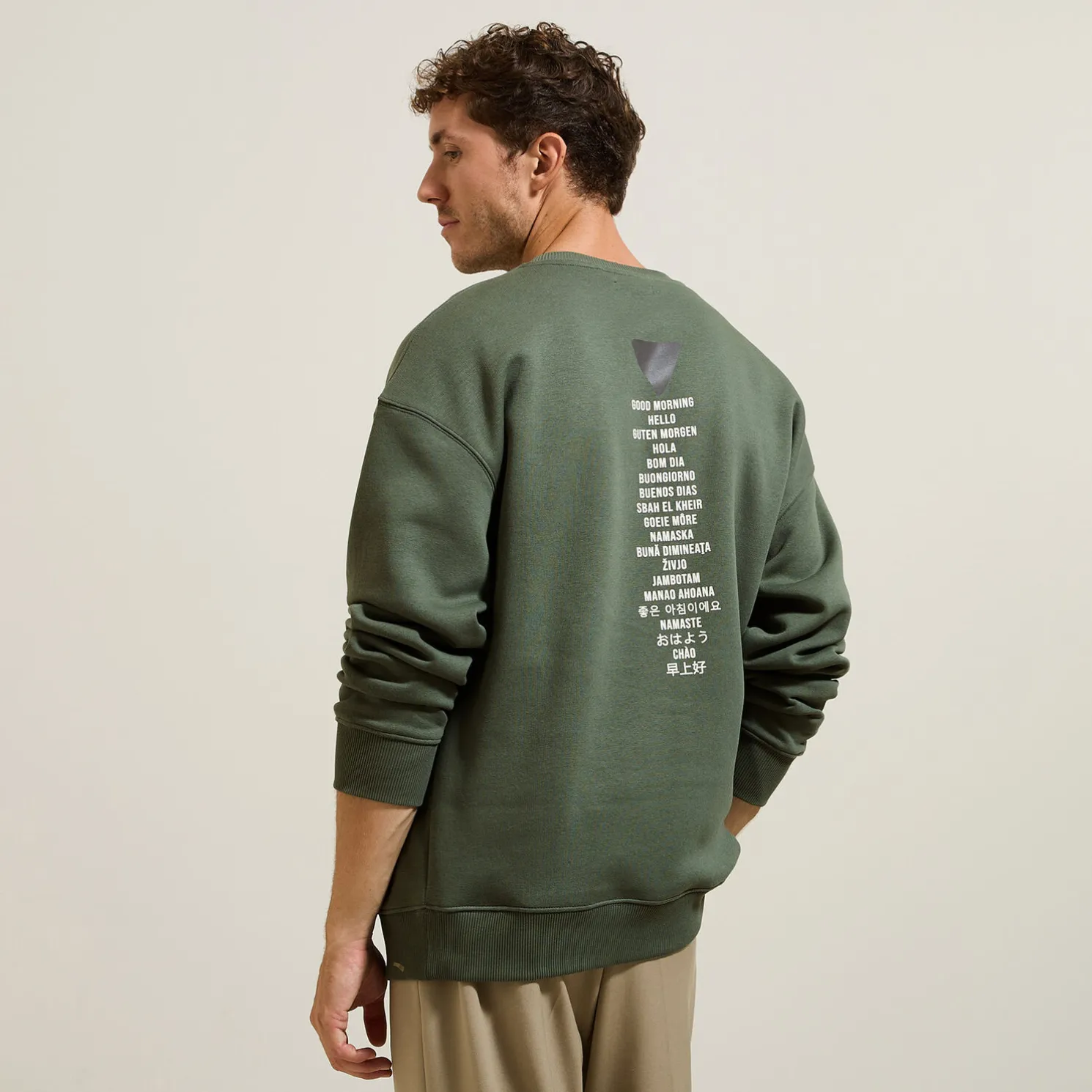 Sweater met ronde hals en print op voor-en achterk