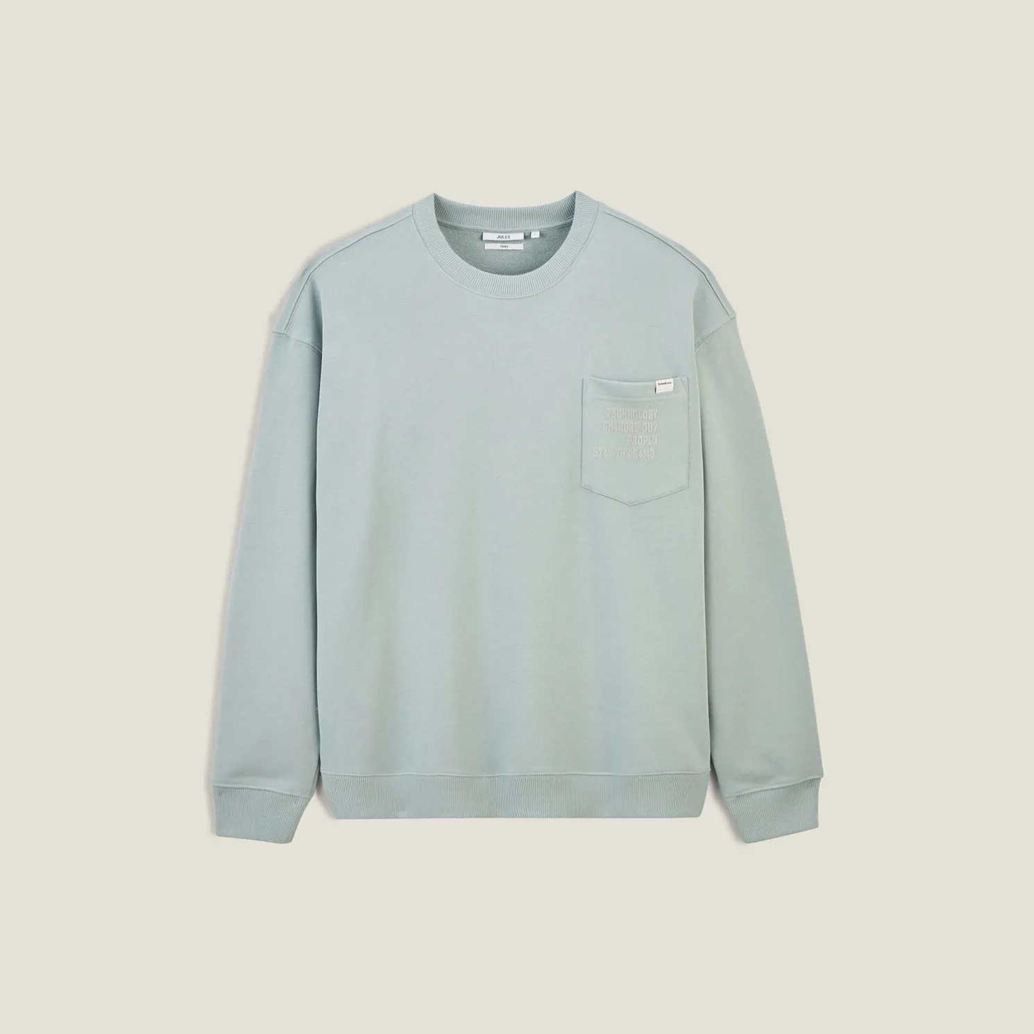 Sweater ronde hals, zak en afbeelding