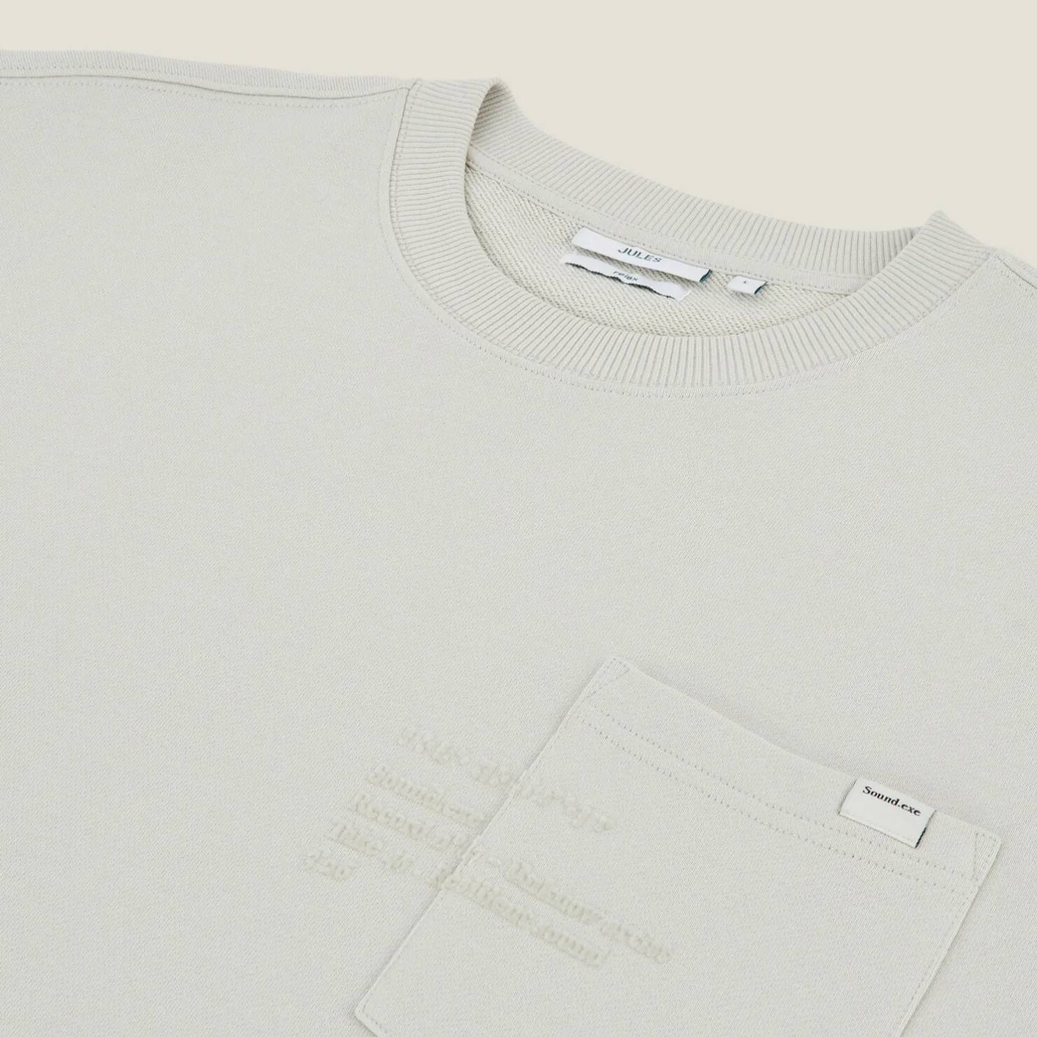 Sweater ronde hals, zak en afbeelding