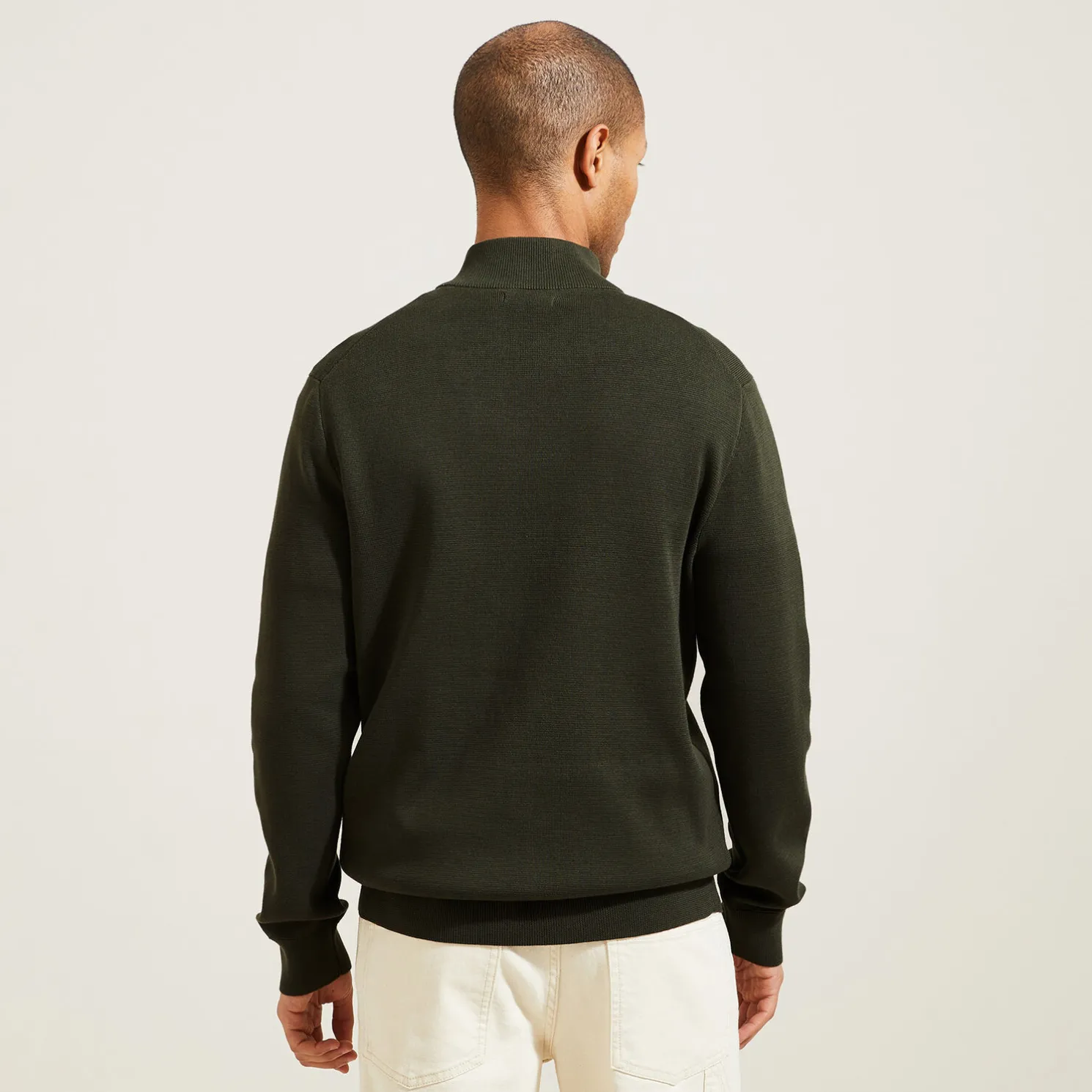 Trui met opstaande kraag en halve rits