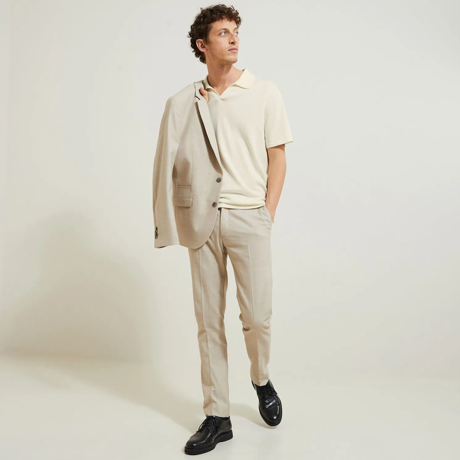 Trui met resort polokraag en korte mouwen