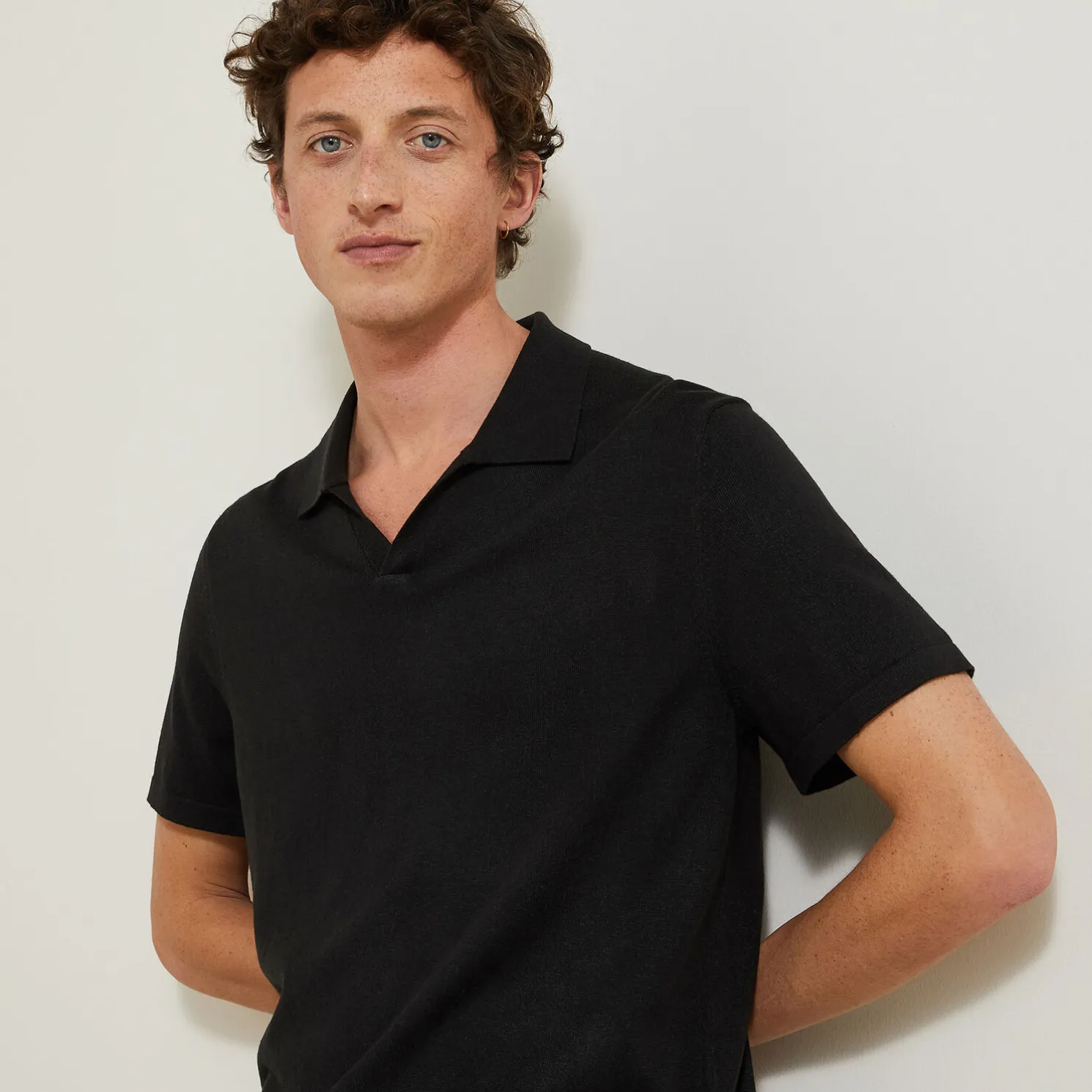 Trui met resort polokraag en korte mouwen