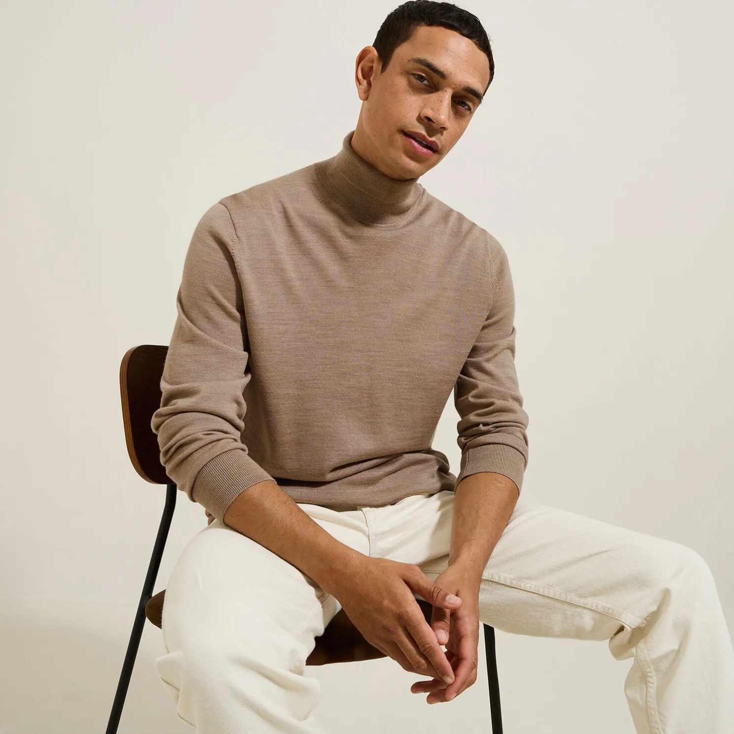 Trui met rolkraag in merinoswol