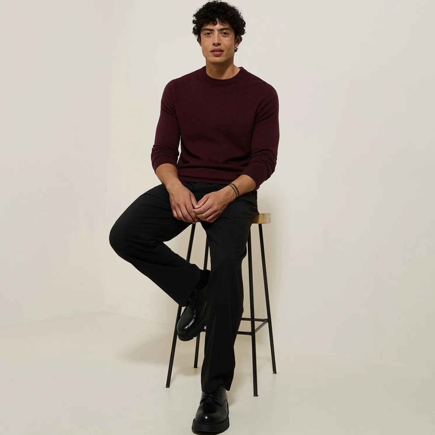 Trui met ronde hals van merinos/kasjmiermix