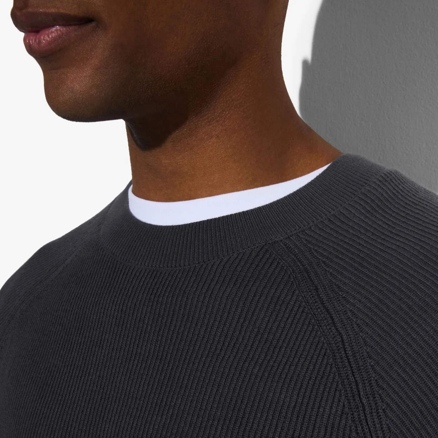 Trui met ronde hals in ribstof