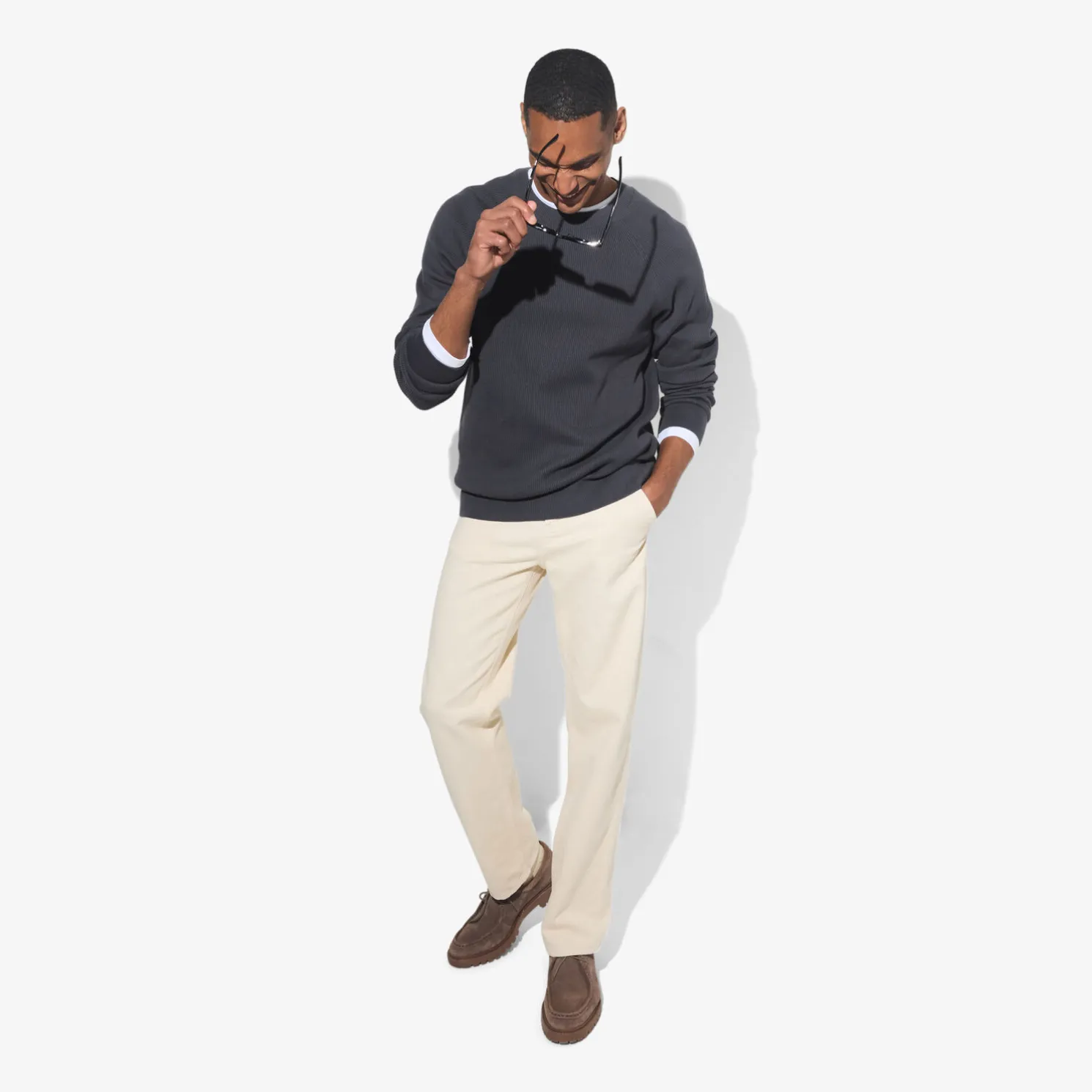 Trui met ronde hals in ribstof