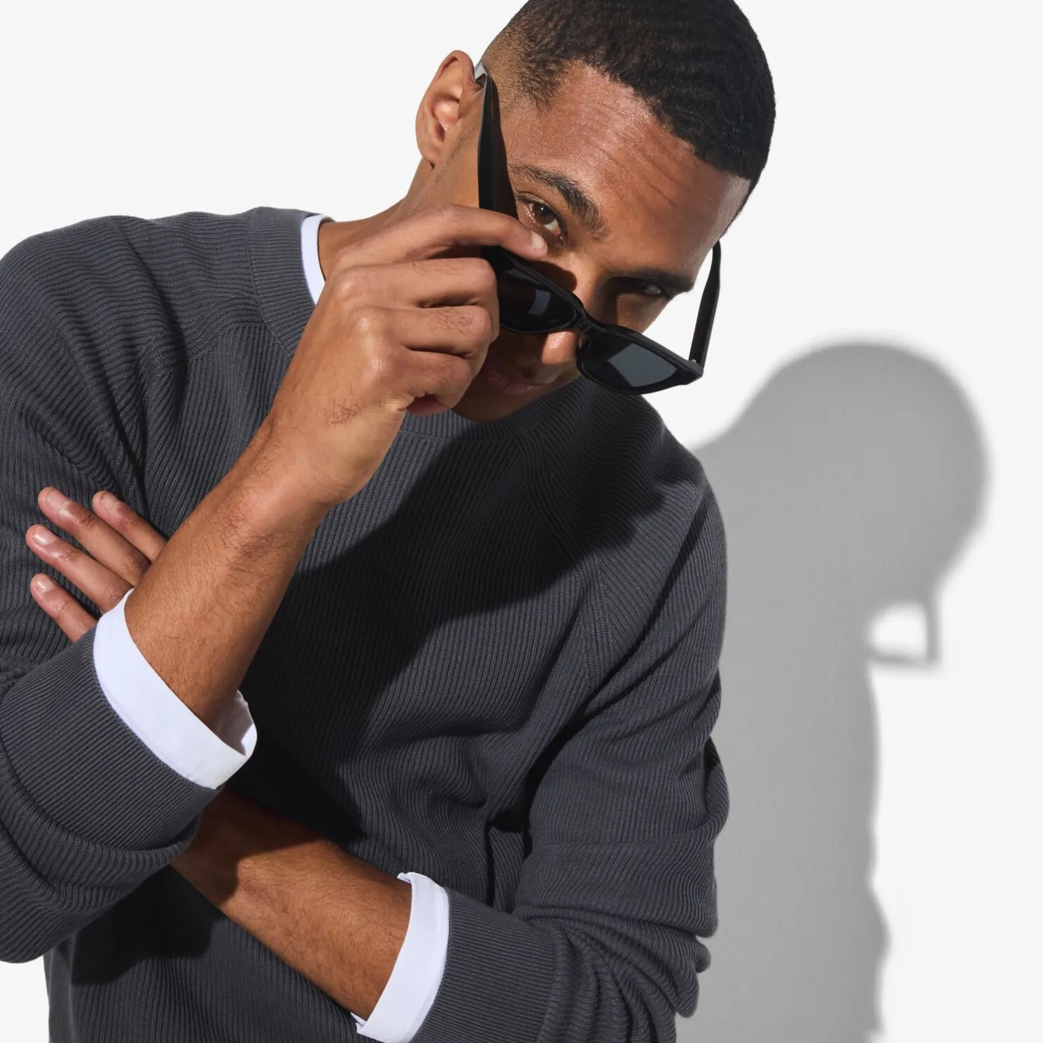 Trui met ronde hals in ribstof