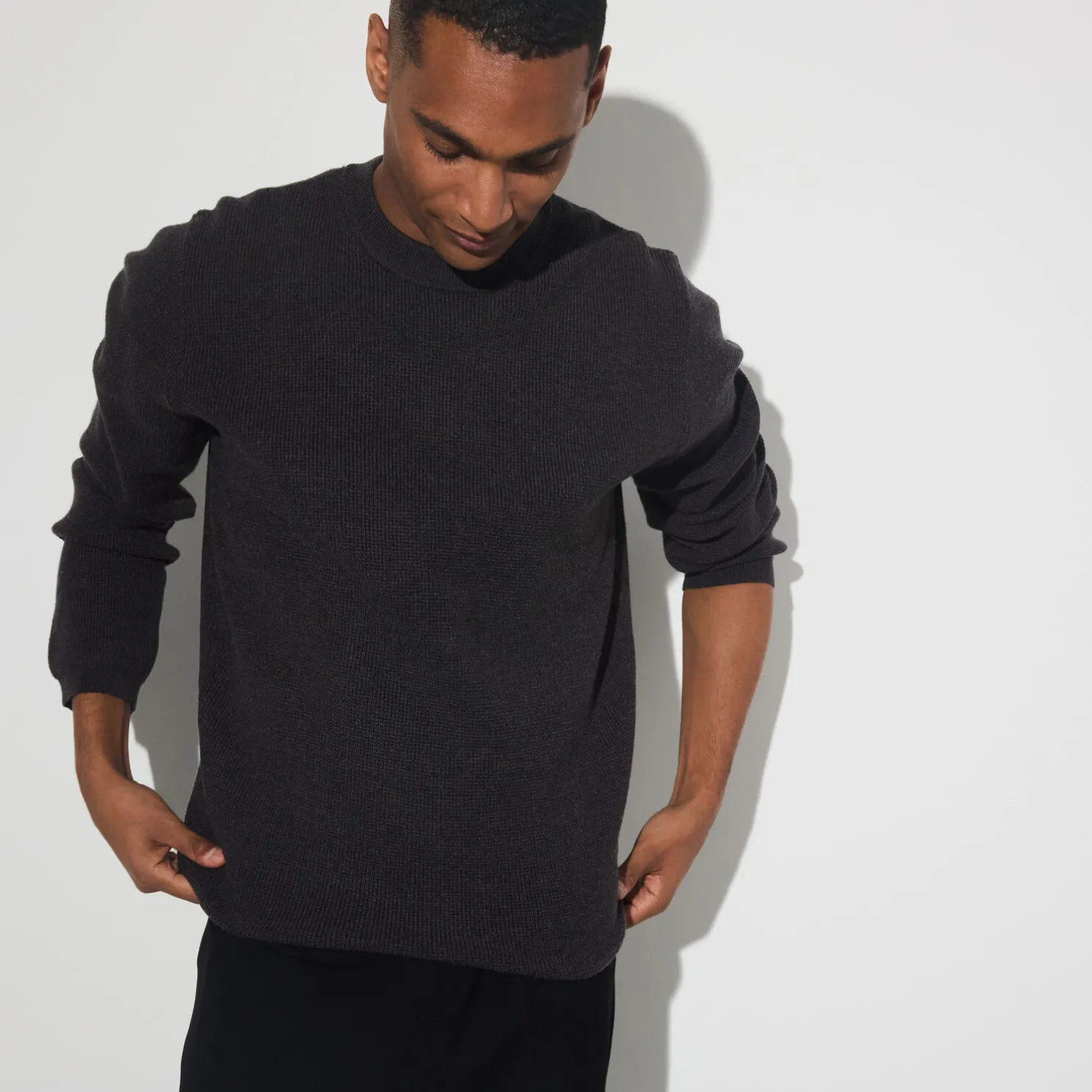 Trui met ronde hals in stekenpatroon