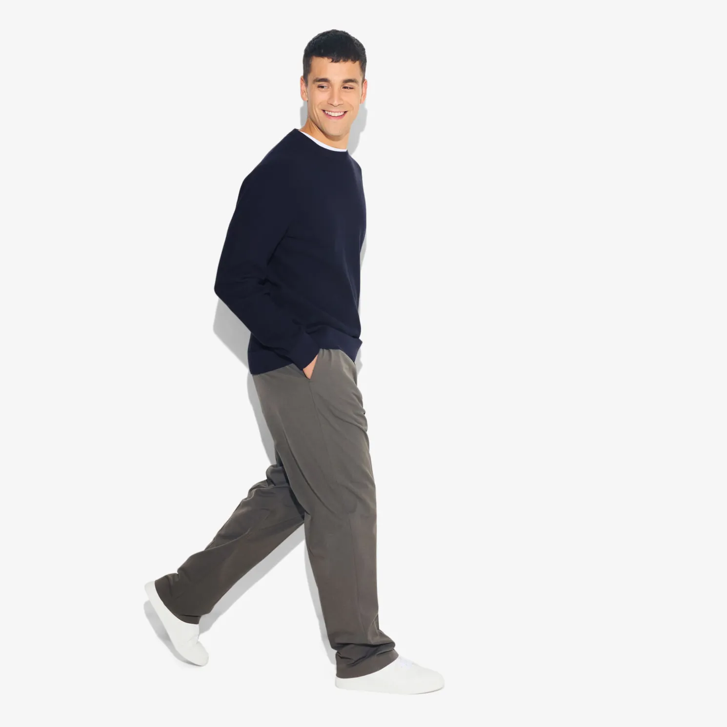 Trui met ronde hals en stekenpatroon