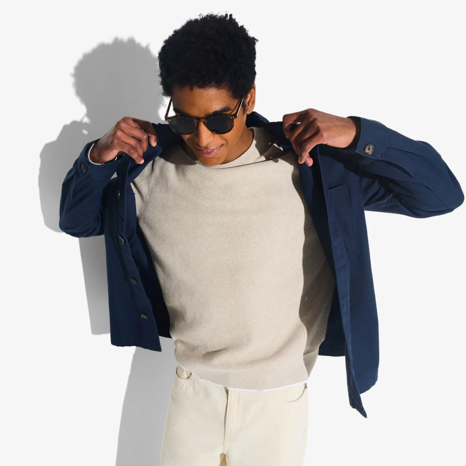 Trui met ronde hals en stekenpatroon