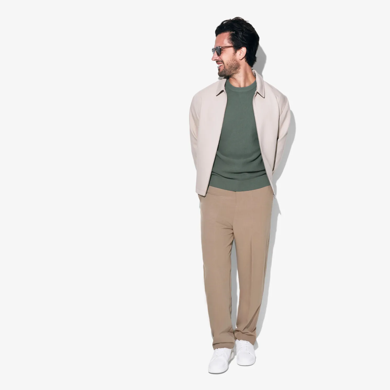 Trui met ronde hals en stekenpatroon