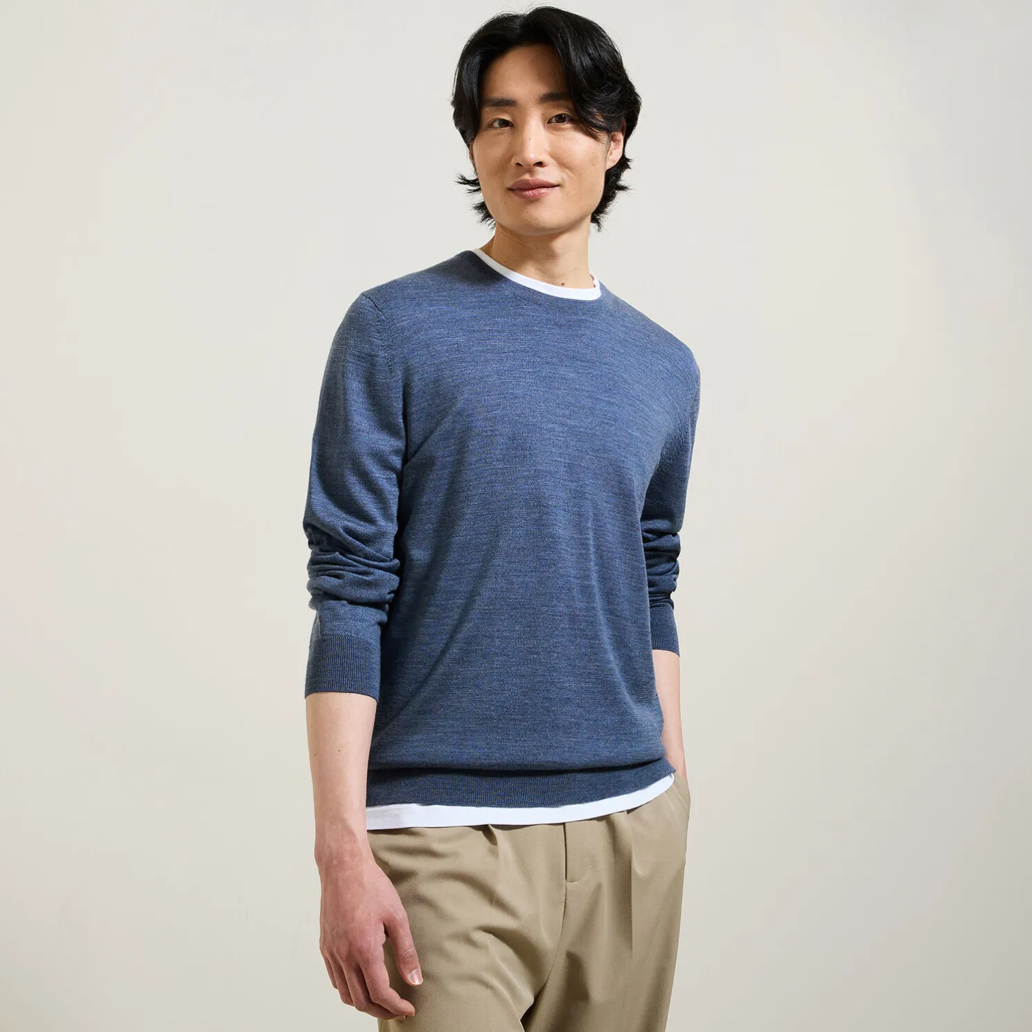 Trui met ronde hals in merinoswol