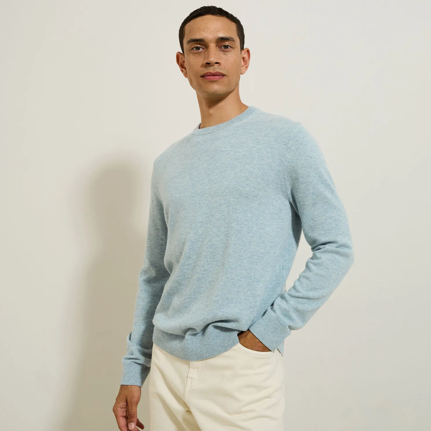 Trui met ronde hals van merinos/kasjmiermix