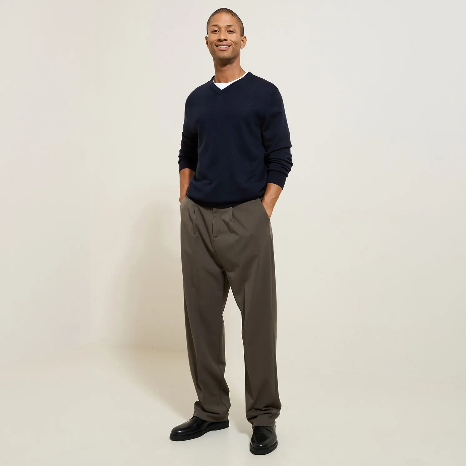 Trui met V-kraag in merinoswol