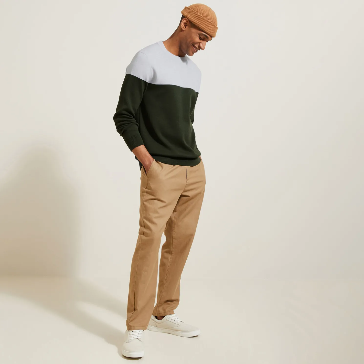 Trui ronde hals, effen kleur