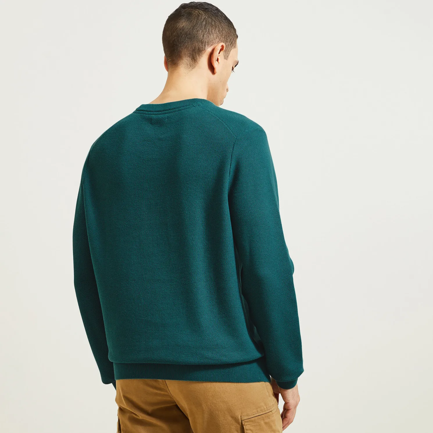 Trui ronde hals, micro honingraat weefpatroon