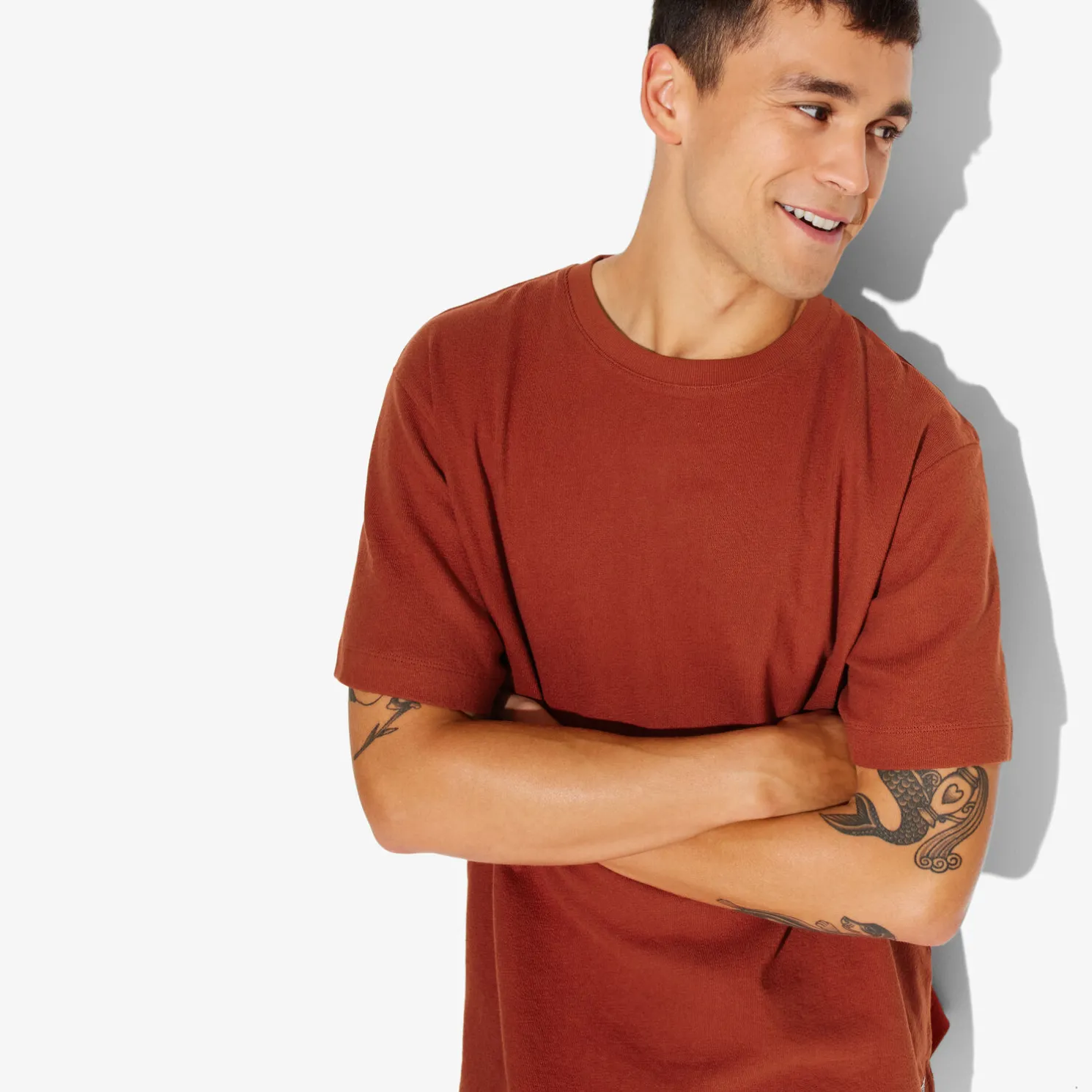 T-shirt in badstof met ronde hals