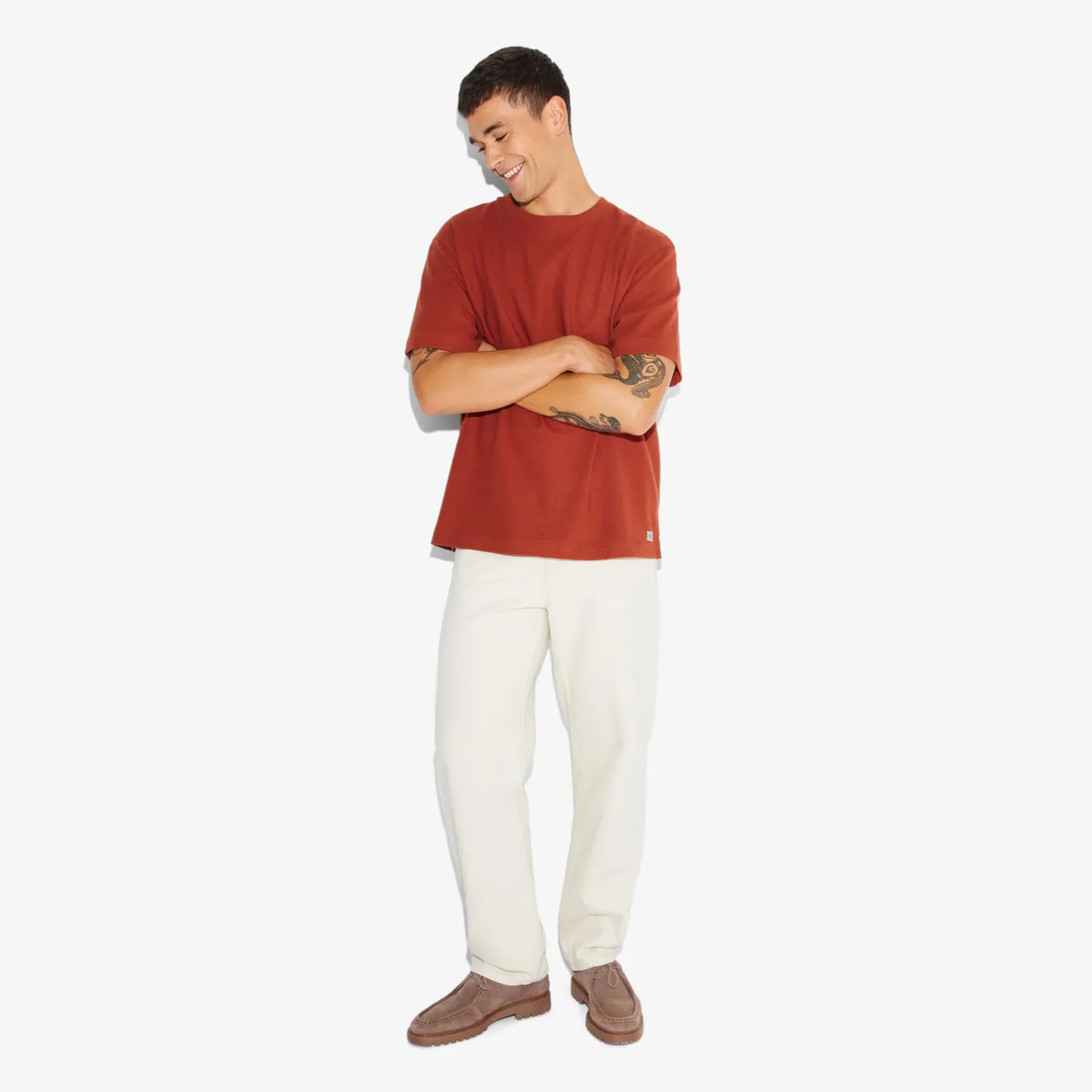 T-shirt in badstof met ronde hals