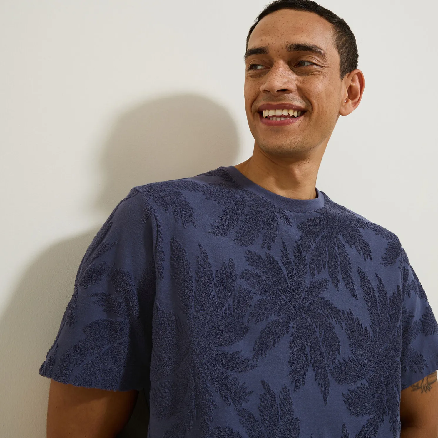 T-shirt in badstof met ronde hals en print