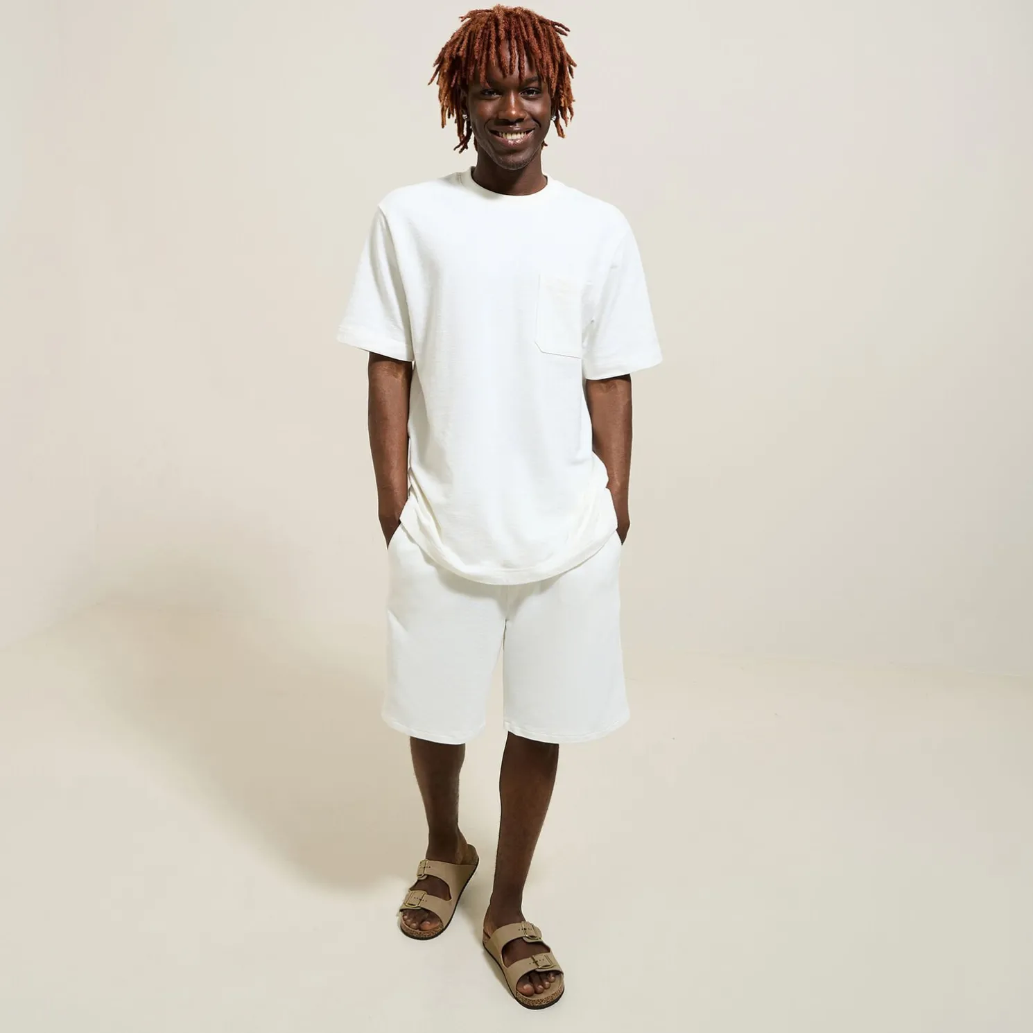 T-shirt in textuurstof met ronde hals