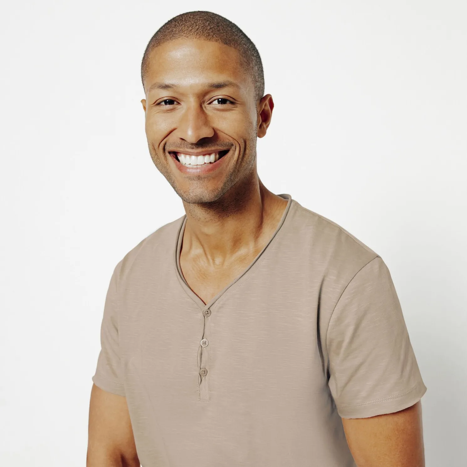 T-shirt met knooplijst in gevlamde stof