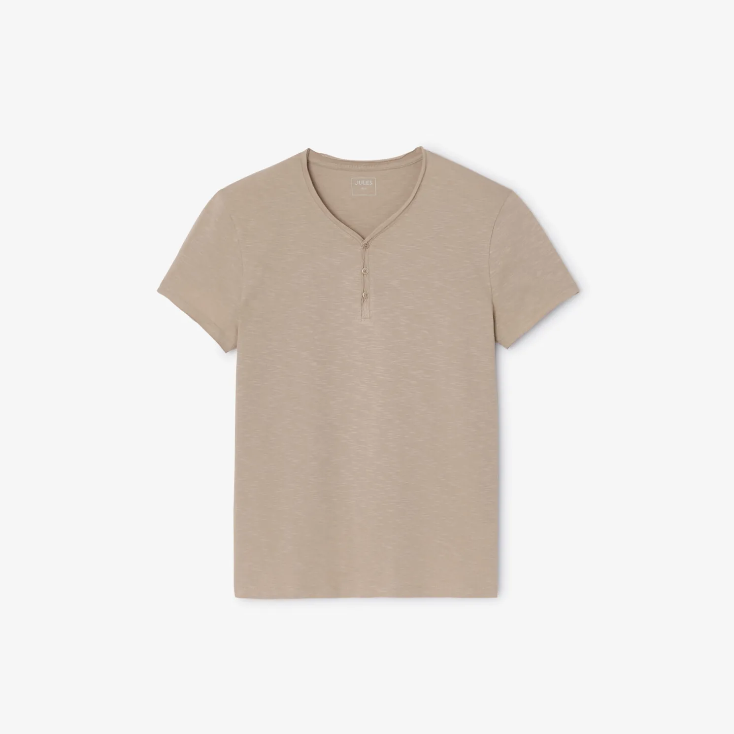 T-shirt met knooplijst in gevlamde stof