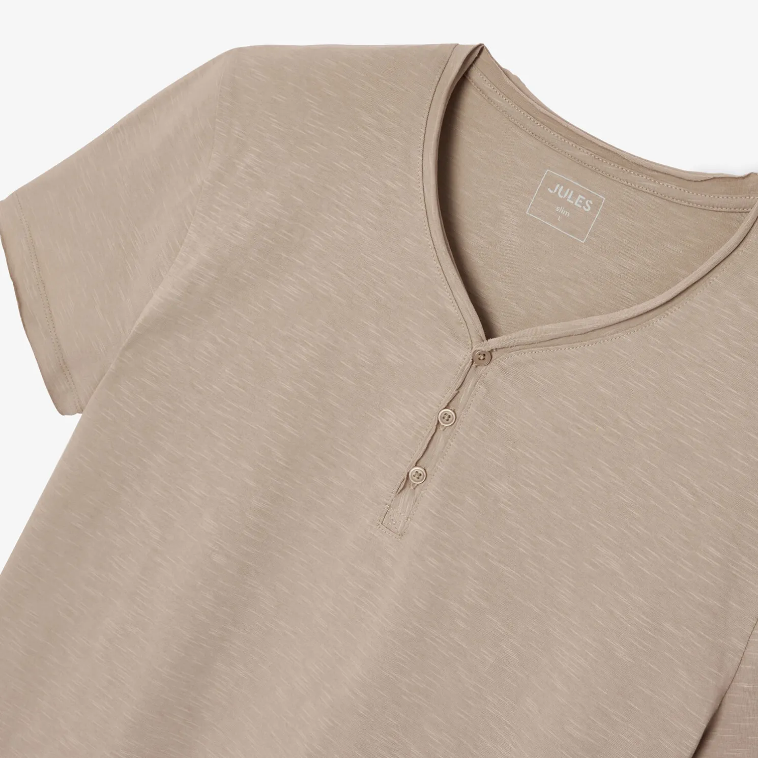 T-shirt met knooplijst in gevlamde stof