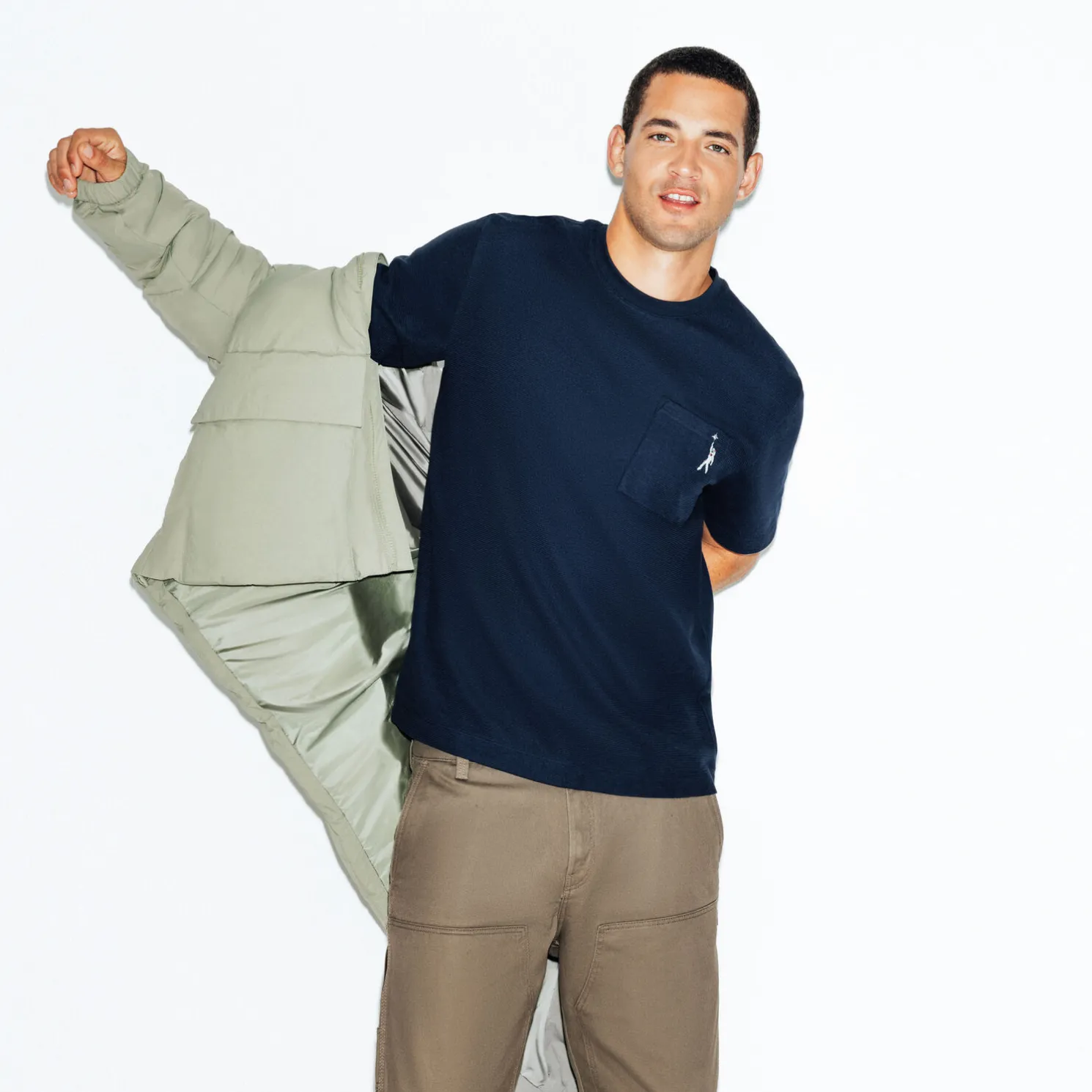 T-shirt met ronde hals in reliëfstof