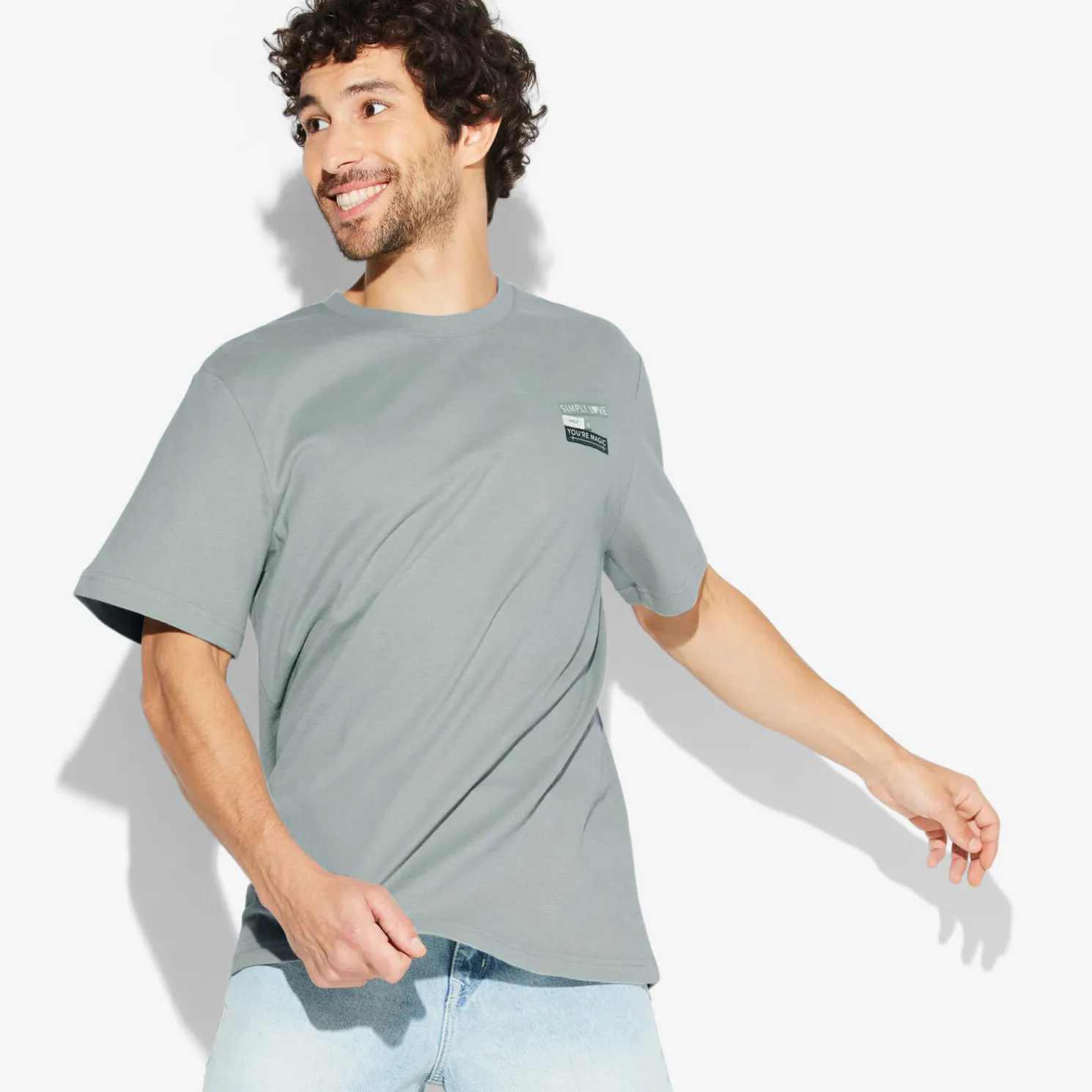 T-shirt met ronde hals in katoen