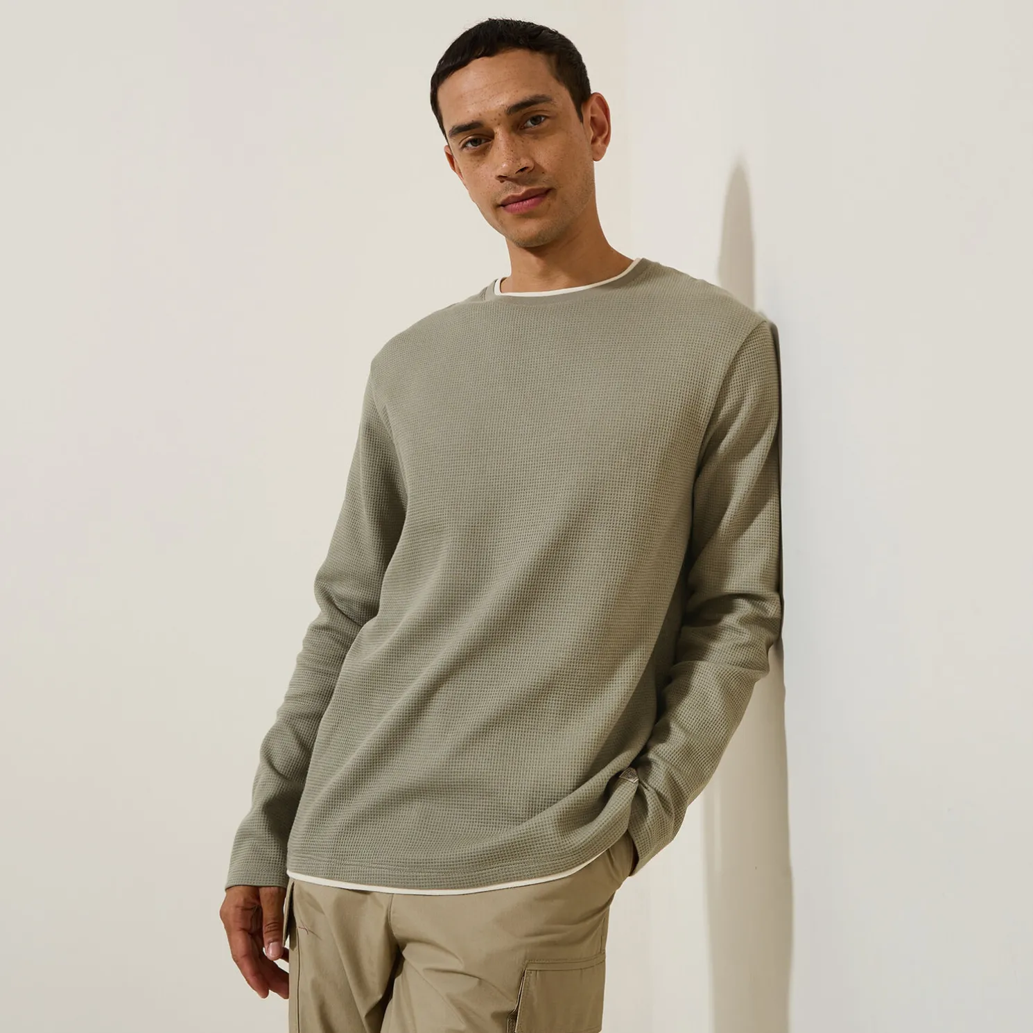 T-shirt met ronde hals in fantasiestof