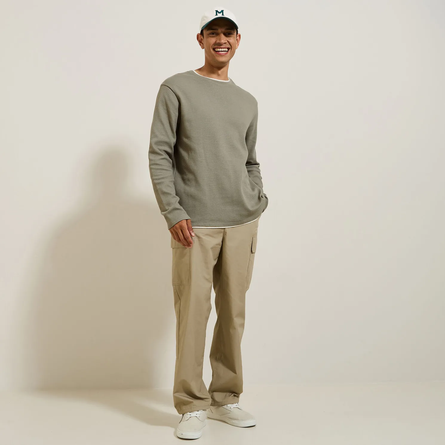 T-shirt met ronde hals in fantasiestof