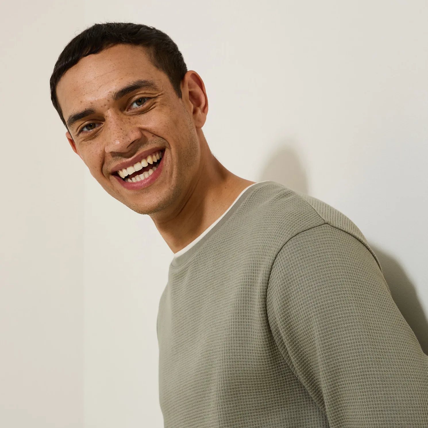 T-shirt met ronde hals in fantasiestof