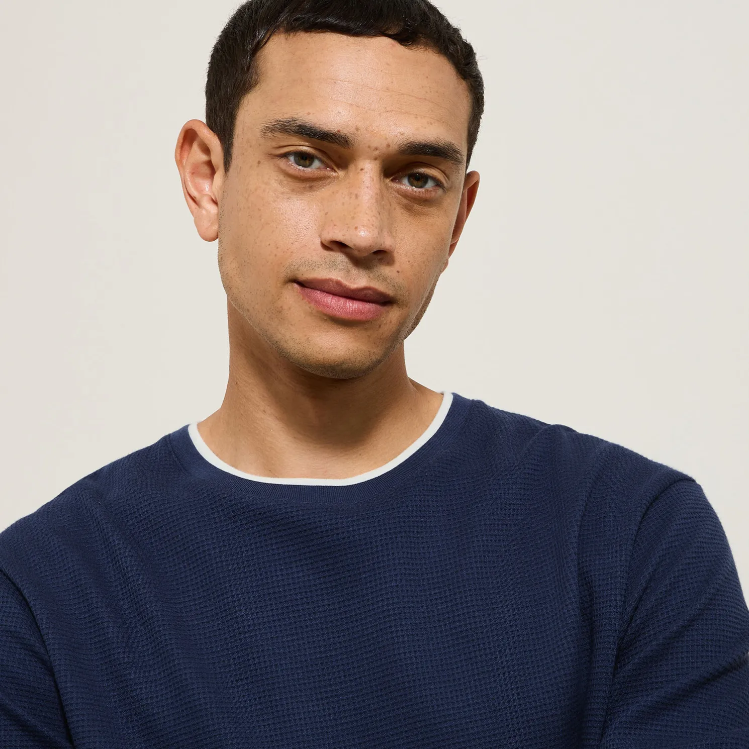 T-shirt met ronde hals in fantasiestof