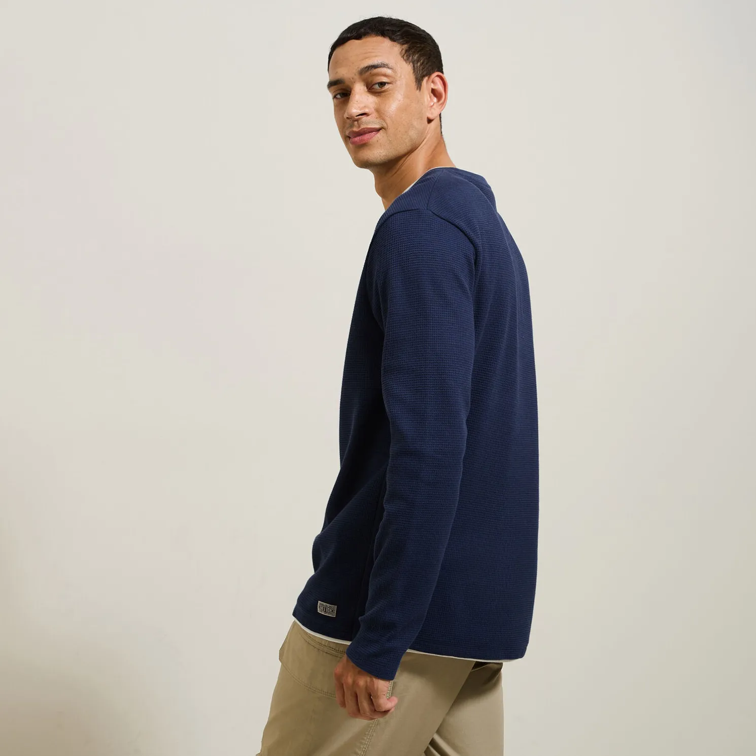 T-shirt met ronde hals in fantasiestof