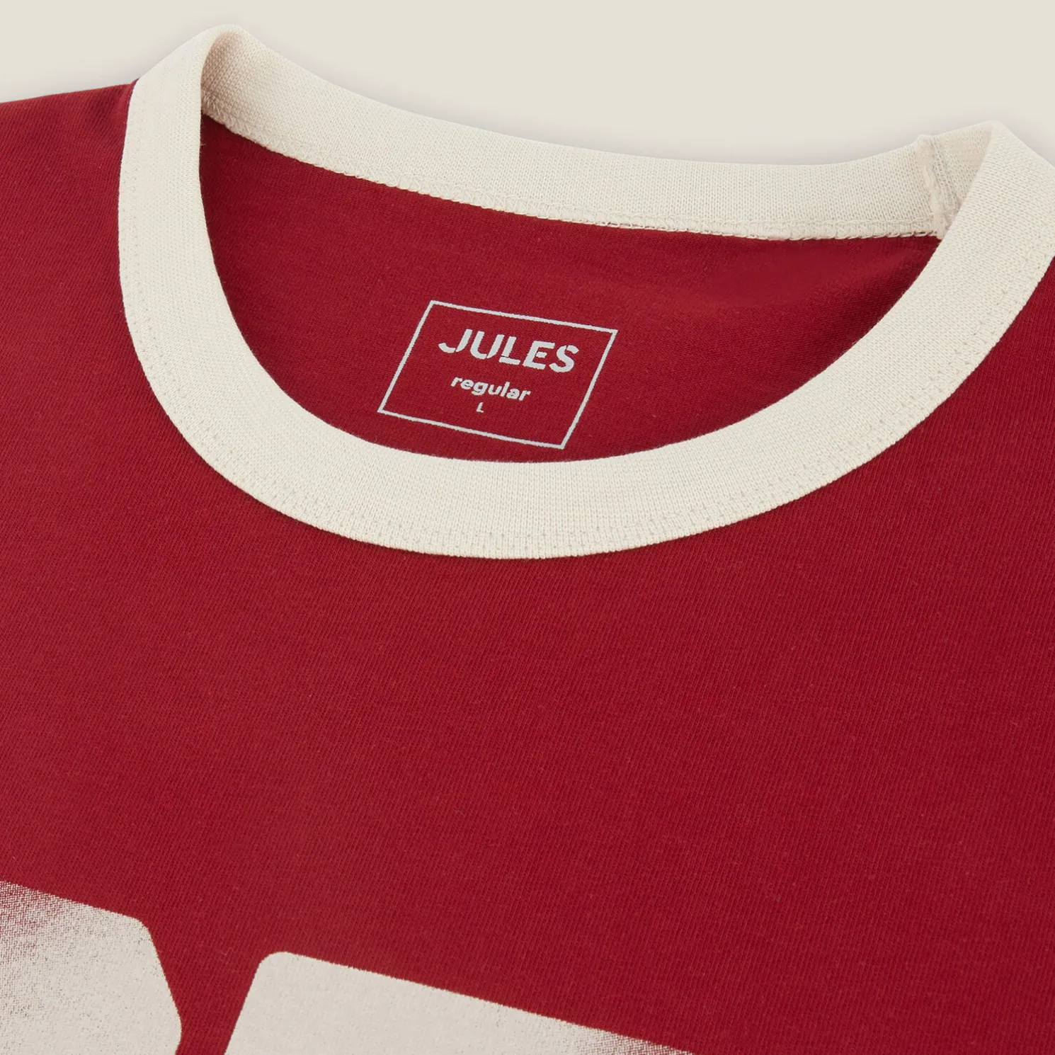 T-shirt met ronde hals, print en contrasterende ve