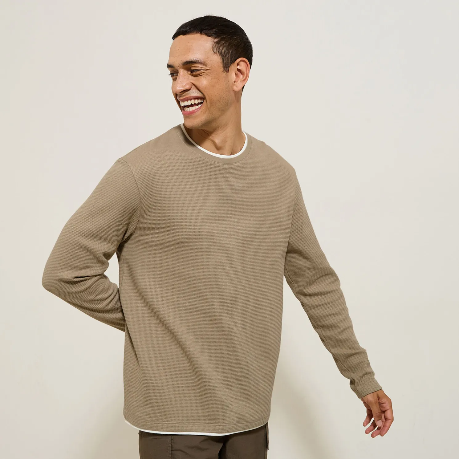 T-shirt met ronde hals in fantasiestof